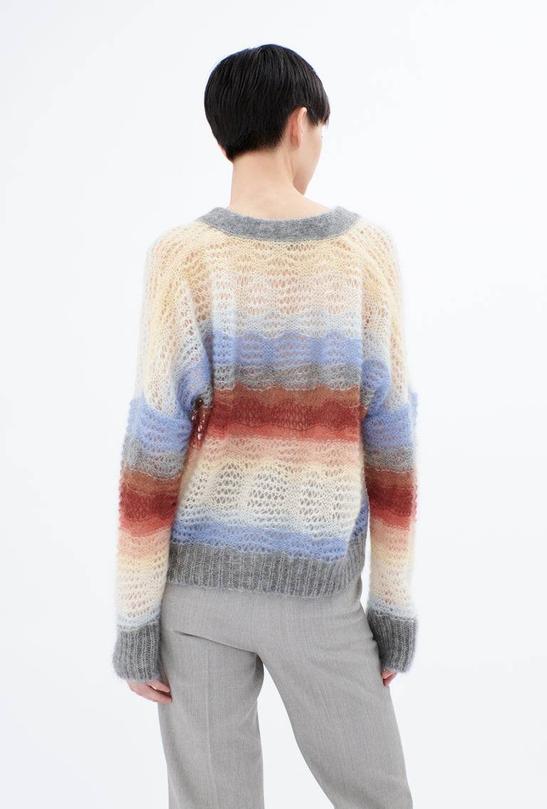 Odeeh Light Weight Mohair Mix Sunset Stripe Cardigan, Multicolor Bis zu 55% Rabatt