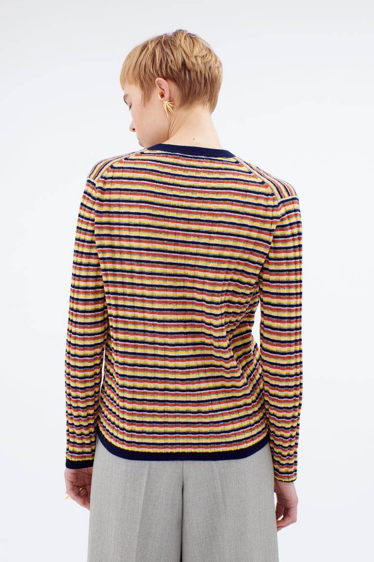 Odeeh Multicolor Stripe Cardigan, Ink 50% Rabatt mit kostenlosem Versand