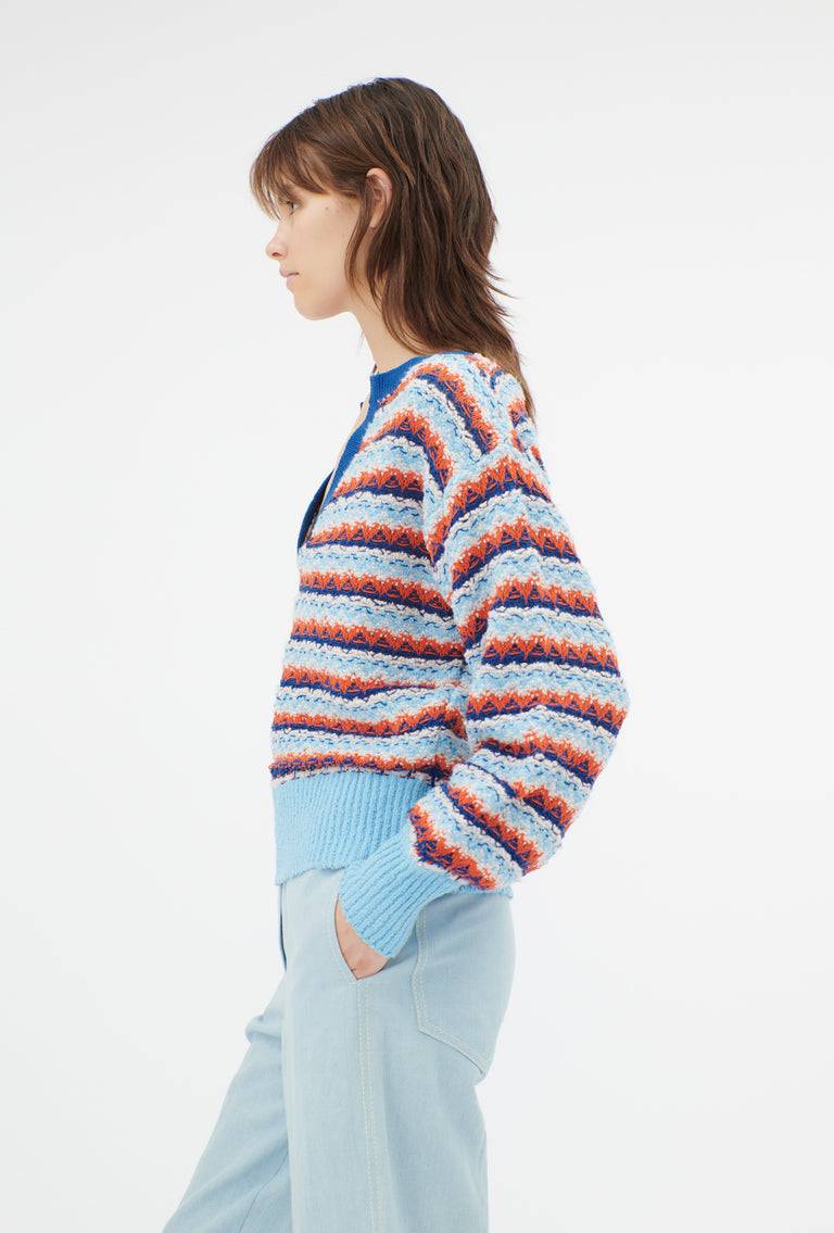 Odeeh Structured Lines Pullover, Himmelblau Clearance-Verkauf