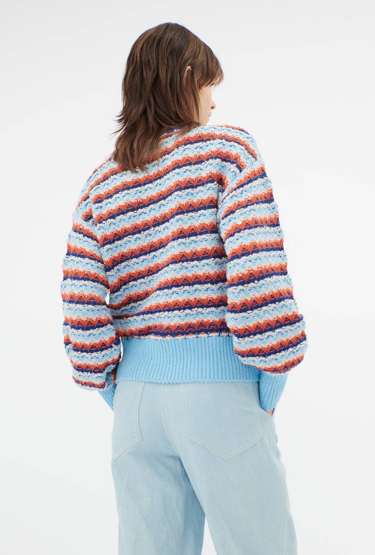 Odeeh Structured Lines Pullover, Himmelblau Clearance-Verkauf