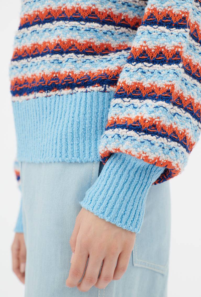 Odeeh Structured Lines Pullover, Himmelblau Clearance-Verkauf