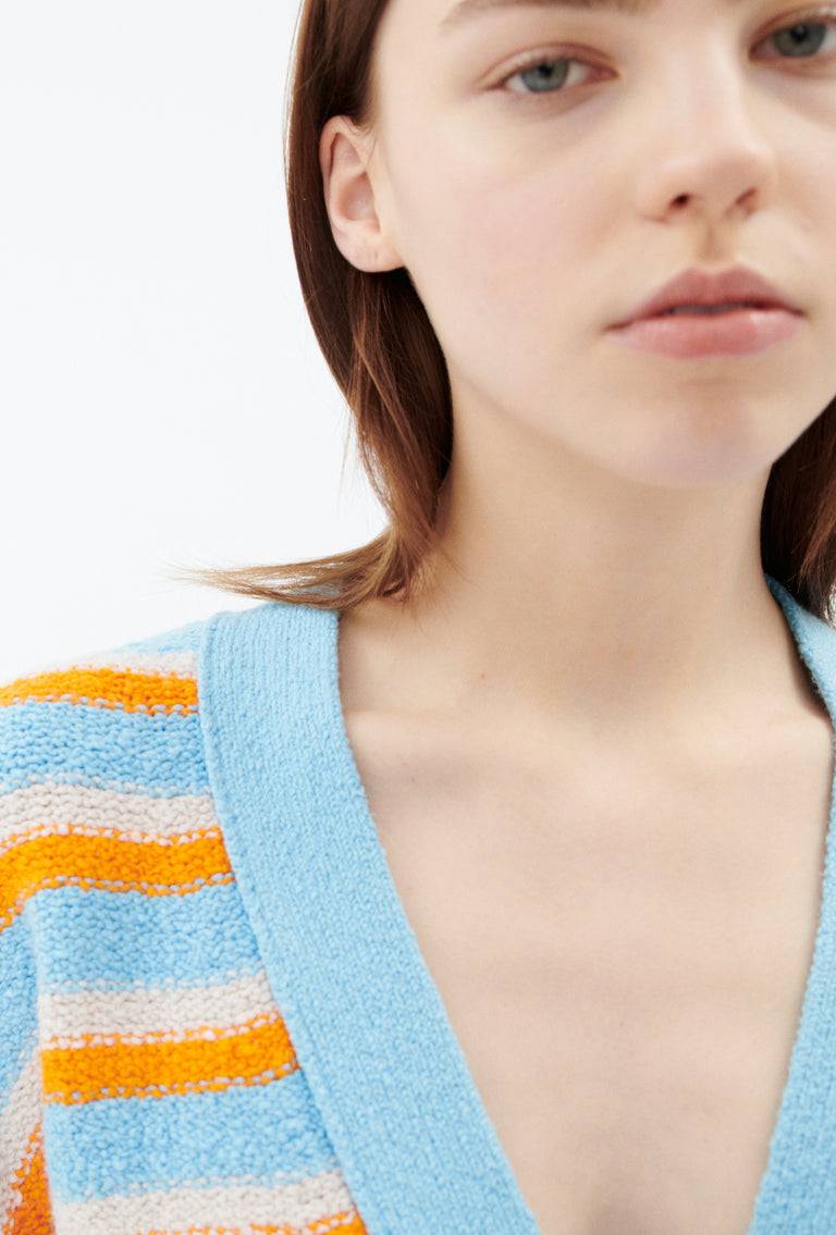 Odeeh Lido Stripe Cardigan, Himmelblau Fabrikladen