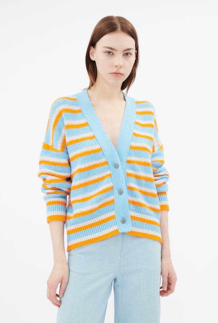 Odeeh Lido Stripe Cardigan, Himmelblau Fabrikladen