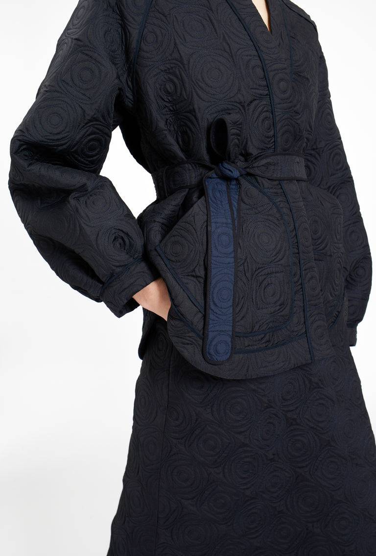 Odeeh Geometric Matelassé Padded Jacke, Midnight Angebote