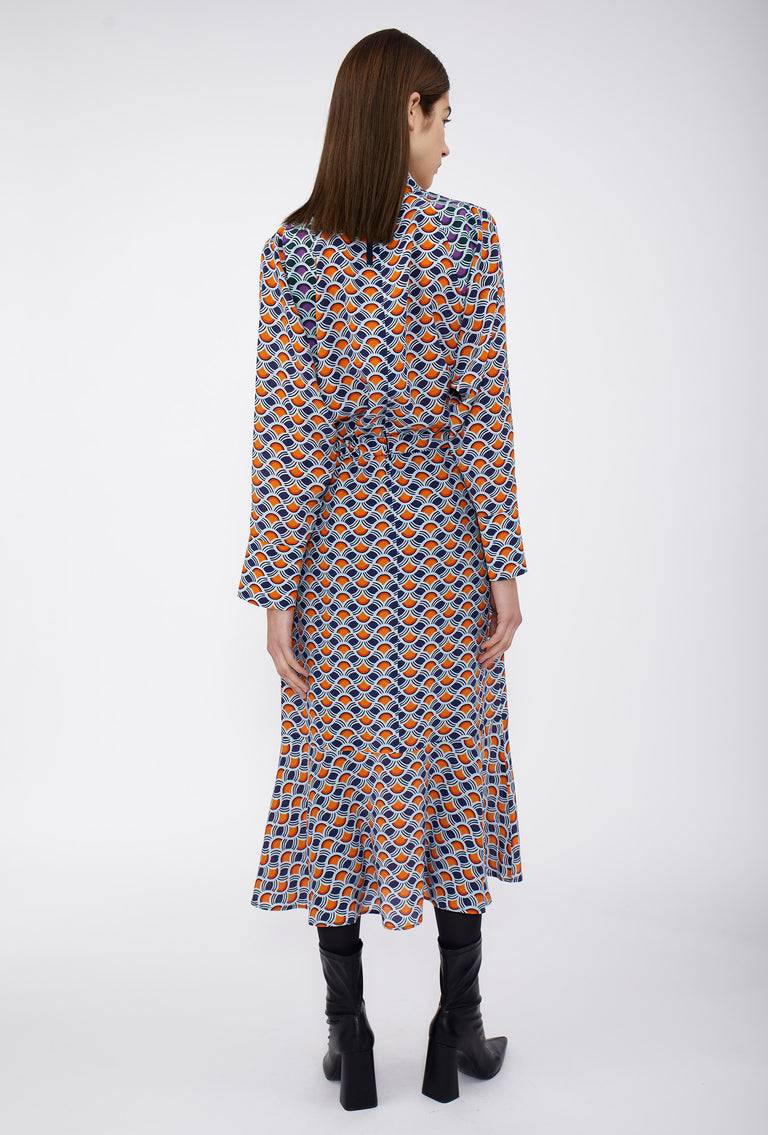 Odeeh Crossed Waves Kleid, Glowing Orange Fabrik Onlineshop
