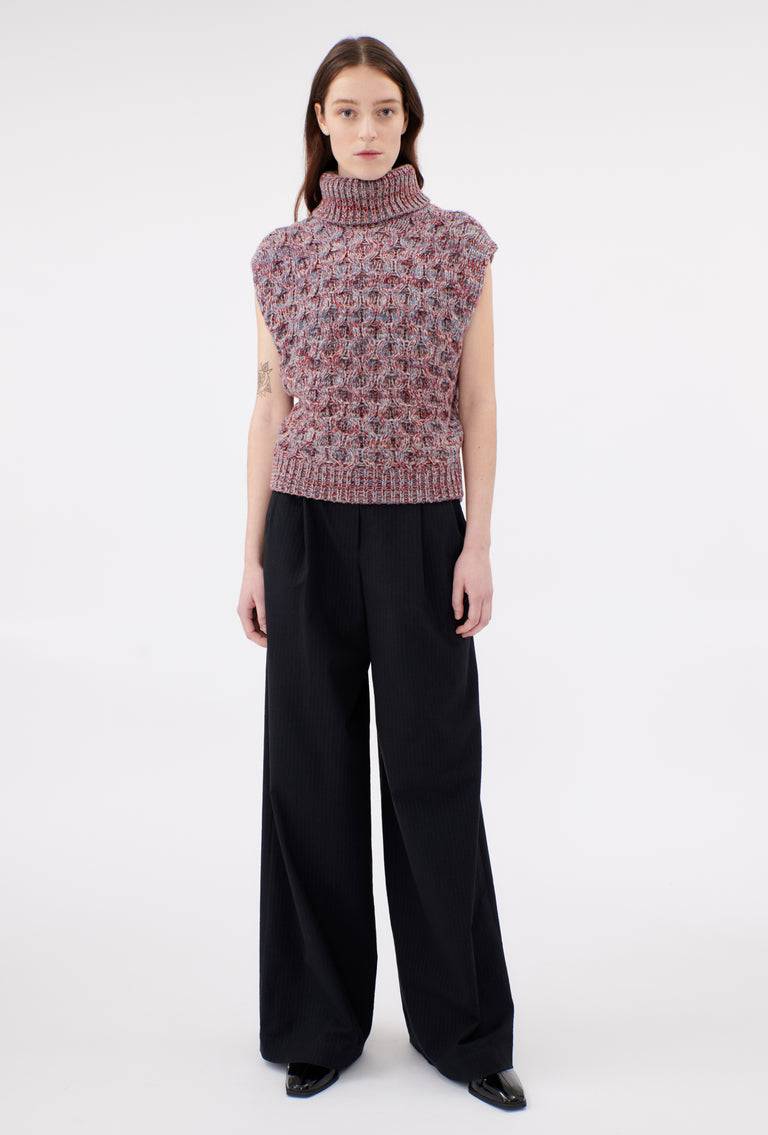 Odeeh Cash-Wool-Mouline Pullunder, Marble Red Fabrikpreis