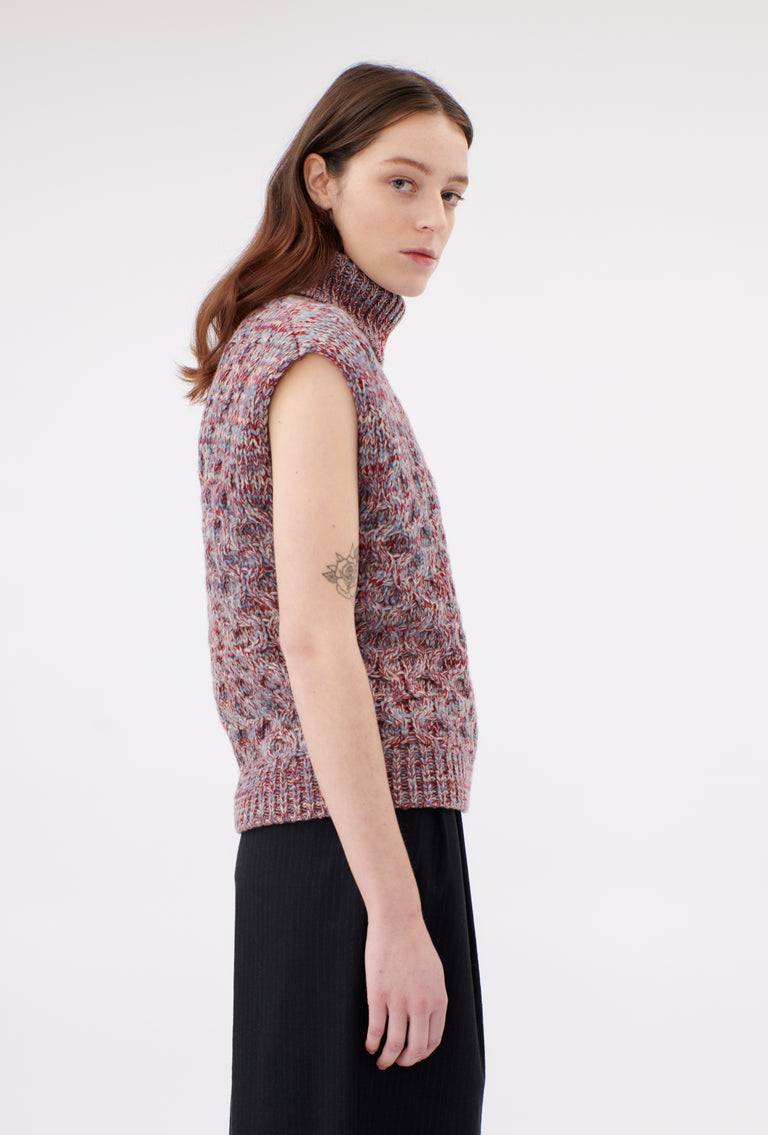 Odeeh Cash-Wool-Mouline Pullunder, Marble Red Fabrikpreis