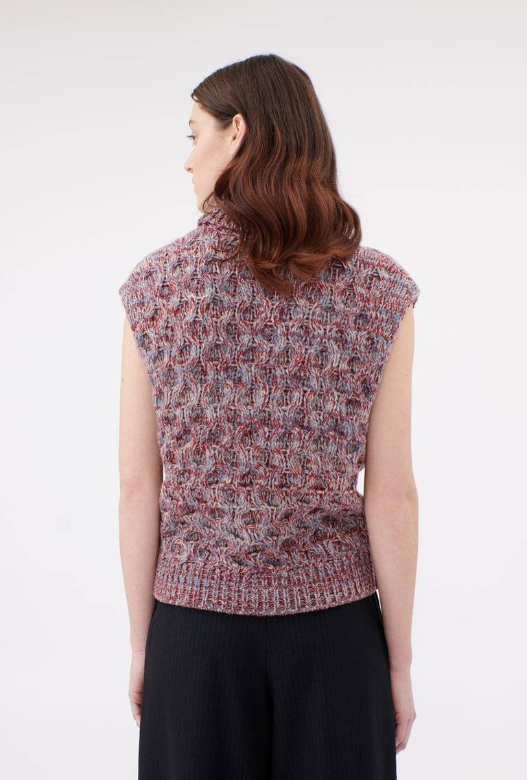 Odeeh Cash-Wool-Mouline Pullunder, Marble Red Fabrikpreis