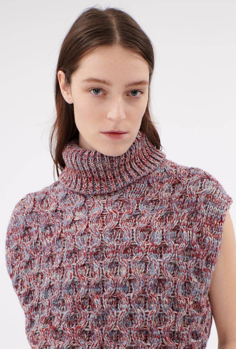 Odeeh Cash-Wool-Mouline Pullunder, Marble Red Fabrikpreis