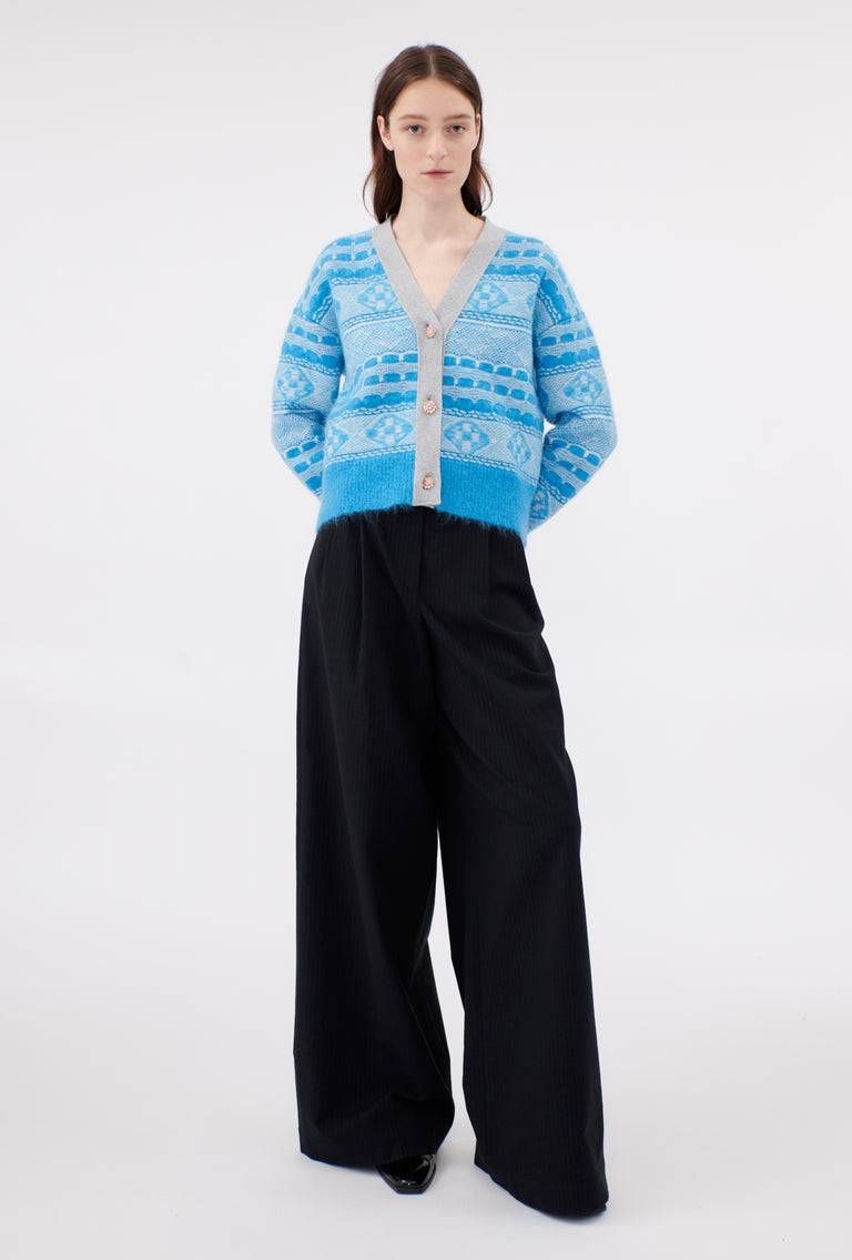 Odeeh Graphic Norwegian Cardigan, Himmelblau Günstig kaufen
