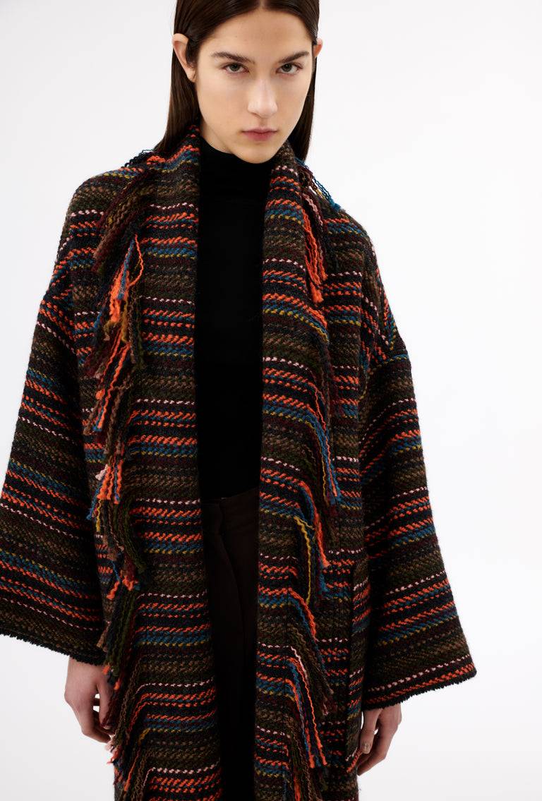 Odeeh Multicolor Stripe Mantel, Charcoal Preisnachlass