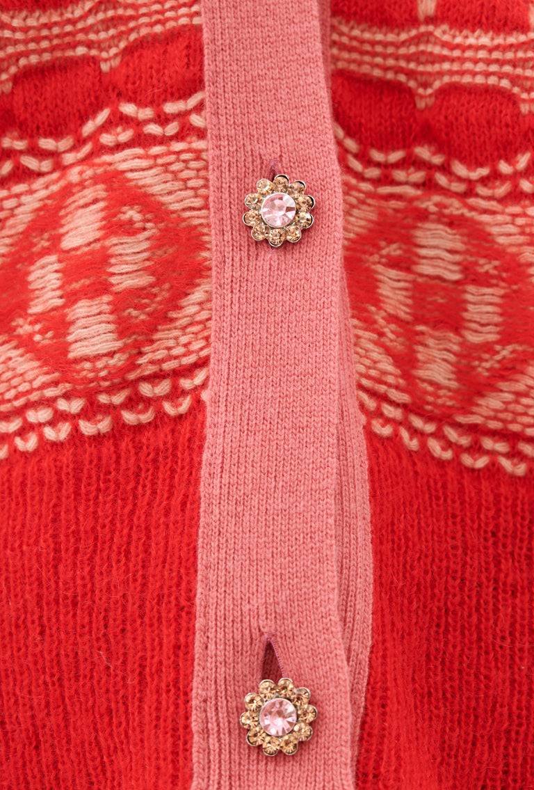 Odeeh Graphic Norwegian Cardigan, Geranium Osterangebot