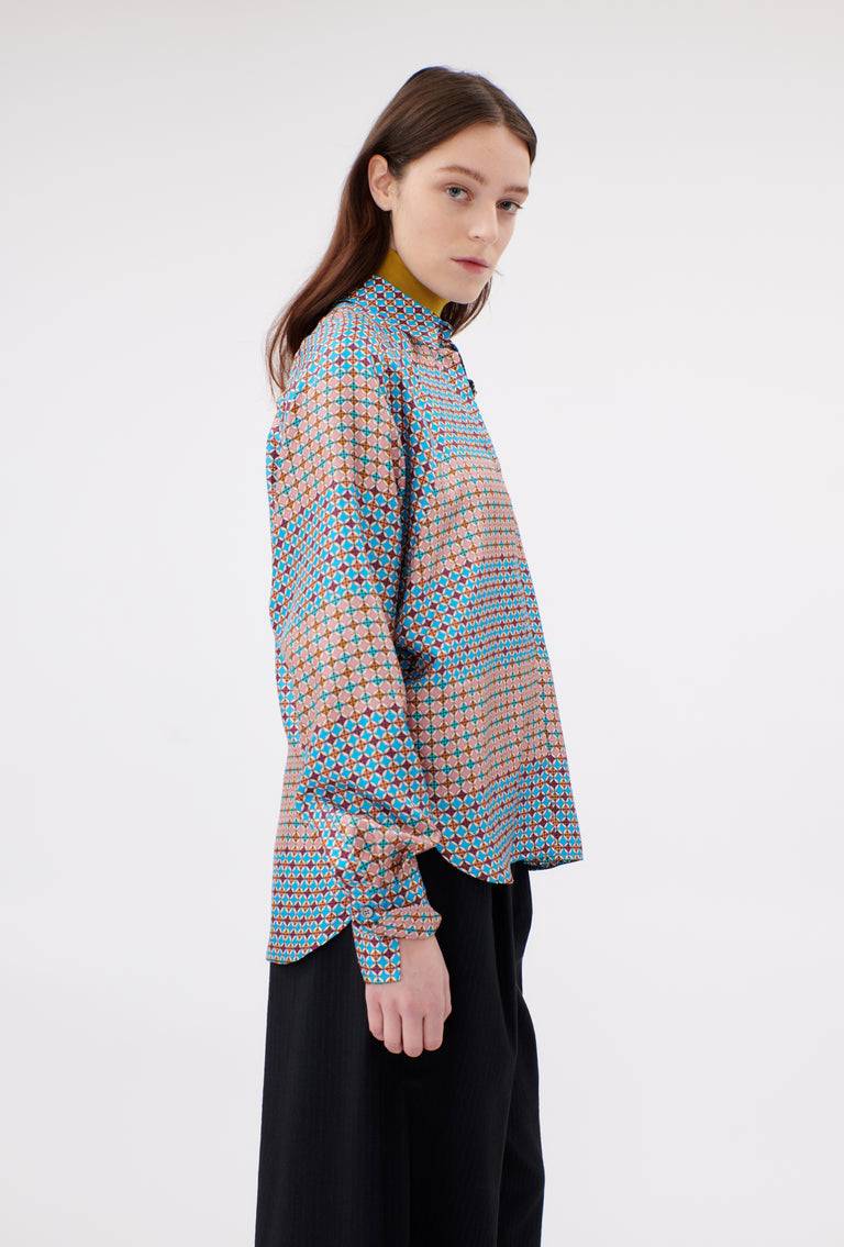 Odeeh Mini Tiles Bluse, Cerulean Valentinstagsangebot