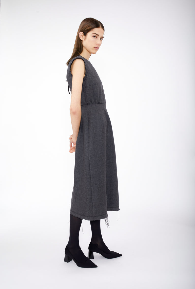 Odeeh Savile Row Wool Pique Kleid, Charcoal Jubiläumsangebot