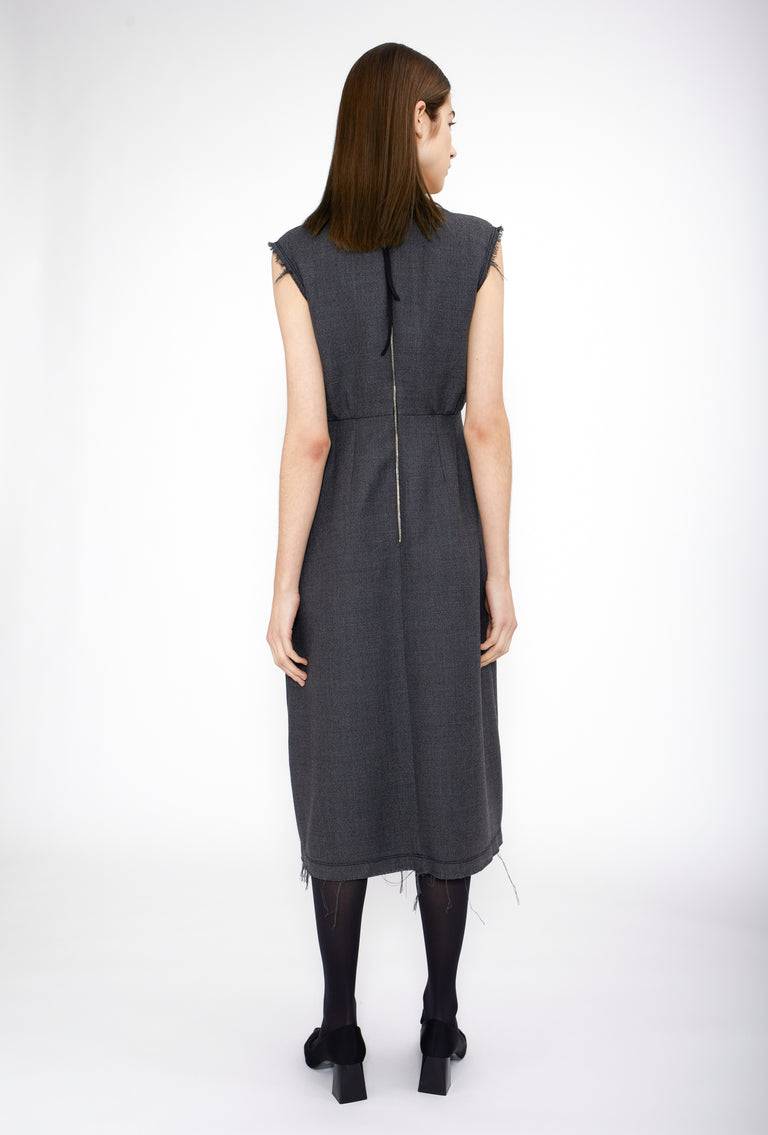 Odeeh Savile Row Wool Pique Kleid, Charcoal Jubiläumsangebot