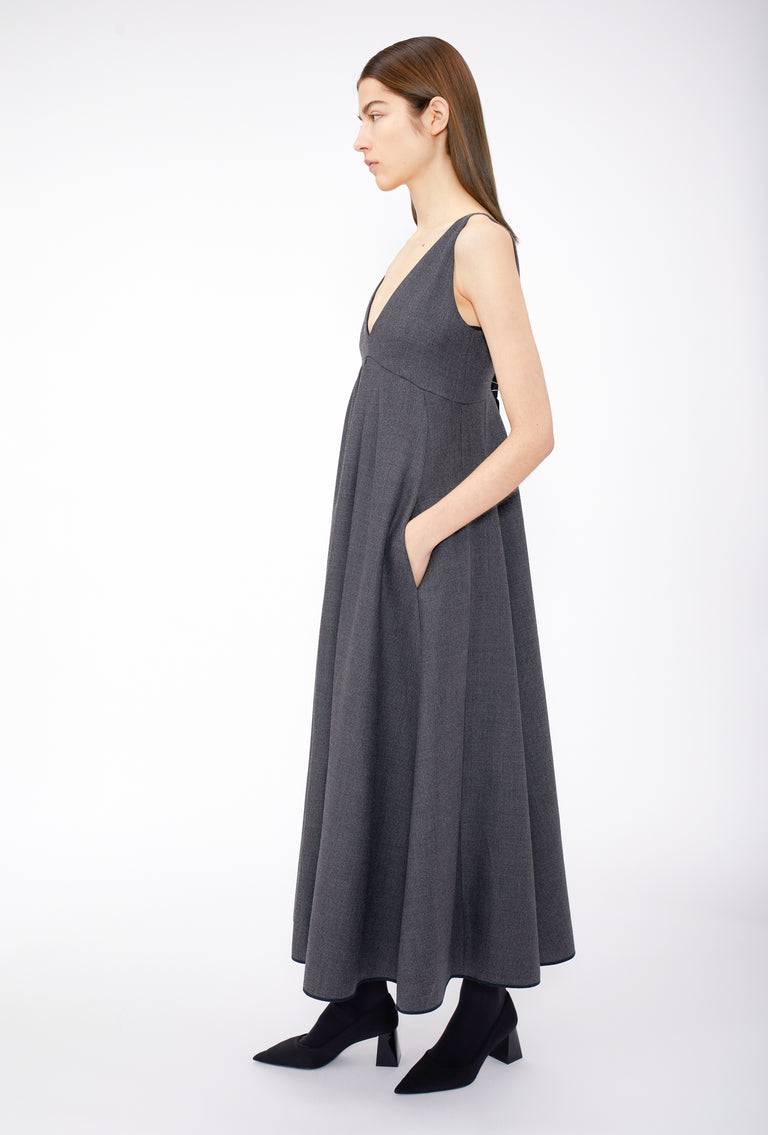 Odeeh Savile Row Wool Pique Kleid, Charcoal Heißer Verkauf