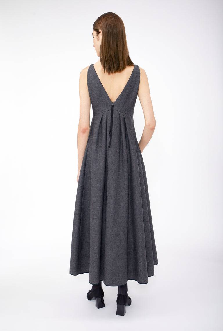 Odeeh Savile Row Wool Pique Kleid, Charcoal Heißer Verkauf