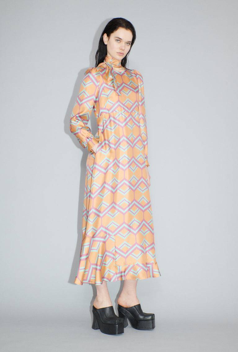 Odeeh Ribbon Zig Zag Kleid, Pale Peach Neueste Mode