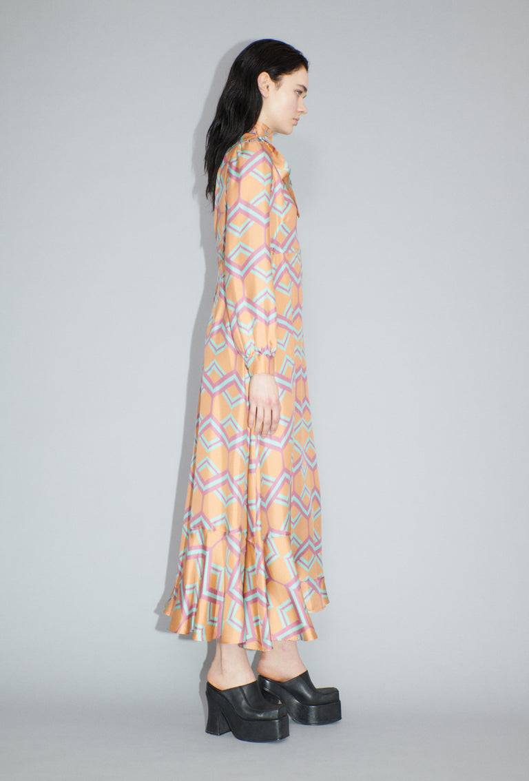 Odeeh Ribbon Zig Zag Kleid, Pale Peach Neueste Mode