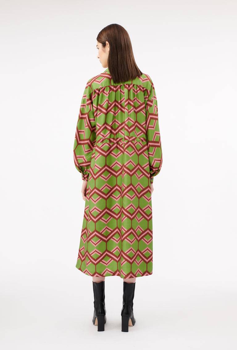 Odeeh Ribbon Zig Zag Kleid, Grass Green Online Outlet