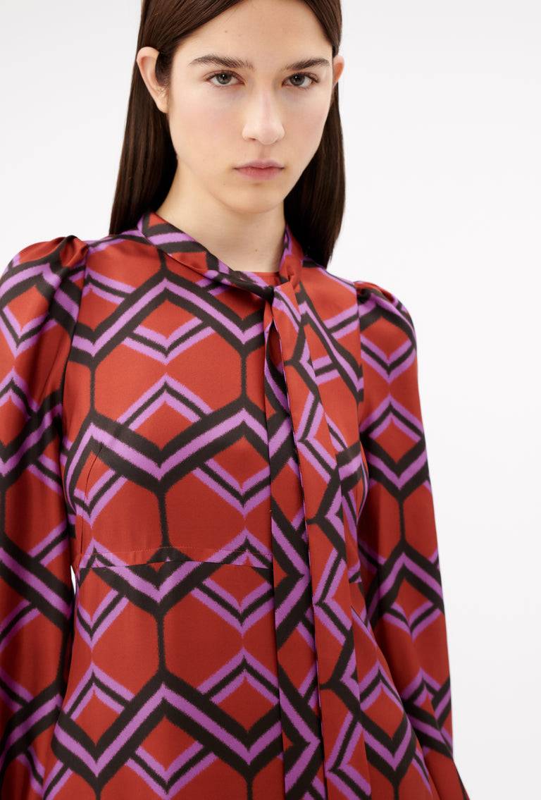 Odeeh Ribbon Zig Zag Kleid, Rusty Red Exklusive Angebote