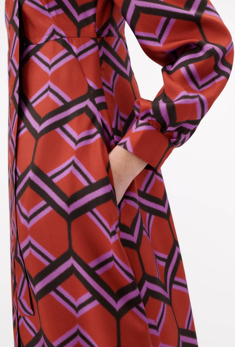 Odeeh Ribbon Zig Zag Kleid, Rusty Red Exklusive Angebote