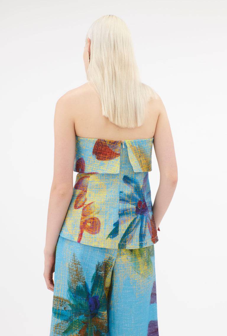 Odeeh Gouache Flowers Top, Caribbean blue Bestseller