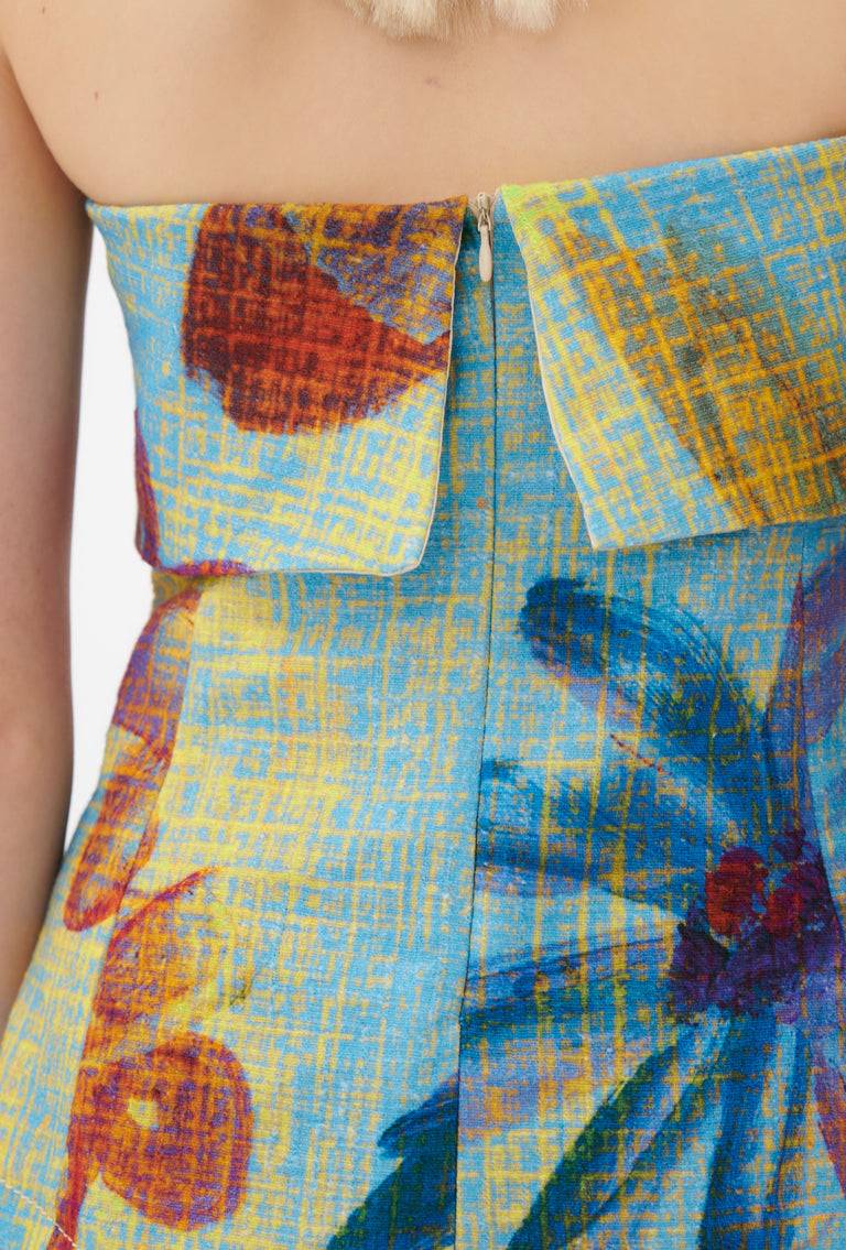 Odeeh Gouache Flowers Top, Caribbean blue Bestseller