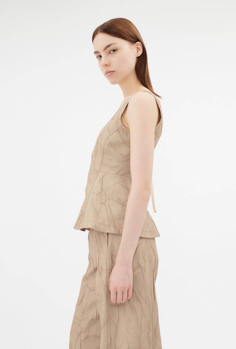 Odeeh Crinkled Duchesse Stonewashed Top, French Beige Räumungsverkauf