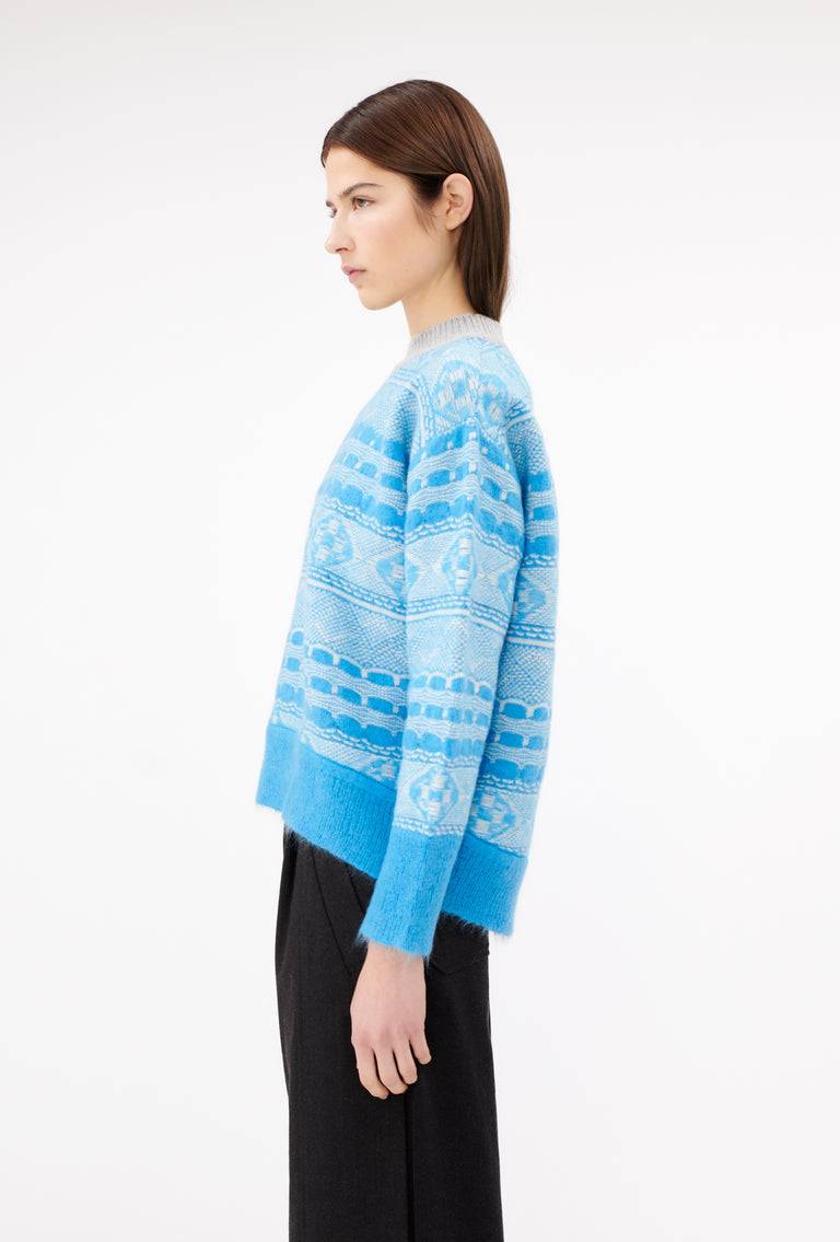 Odeeh Graphic Norwegian Pullover, Himmelblau Begrenzte Freigabe