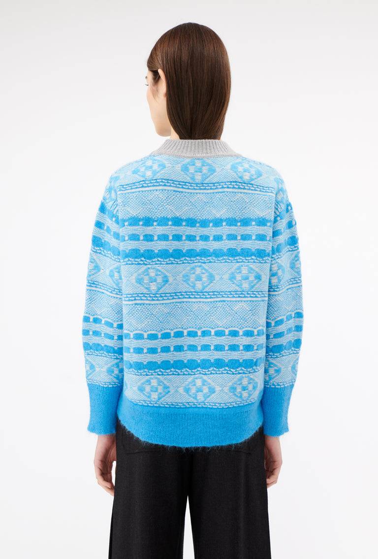 Odeeh Graphic Norwegian Pullover, Himmelblau Begrenzte Freigabe