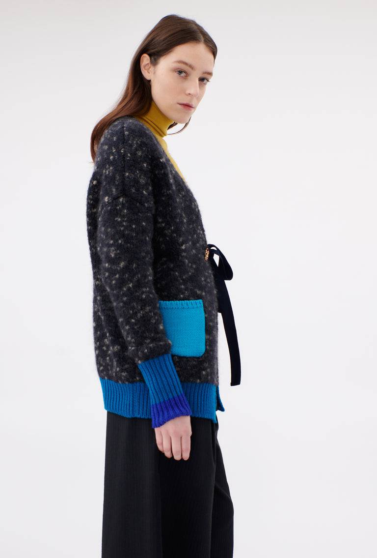 Odeeh Color Block Patch Cardigan, Granite Neueste Stile