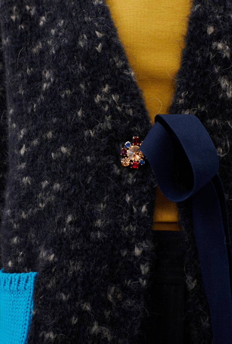 Odeeh Color Block Patch Cardigan, Granite Neueste Stile