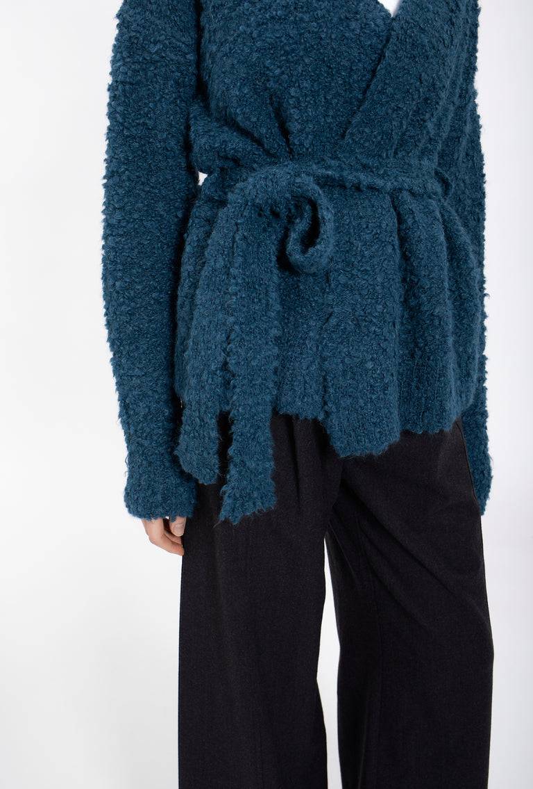 Odeeh Alpaca Boucle Cardigan, Peacock Green Im Verkauf