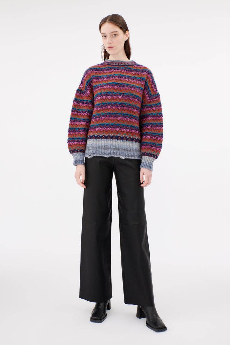 Odeeh Blurry Stripes Wool Pullover, Cinnamon 50% Rabatt für begrenzte Zeit