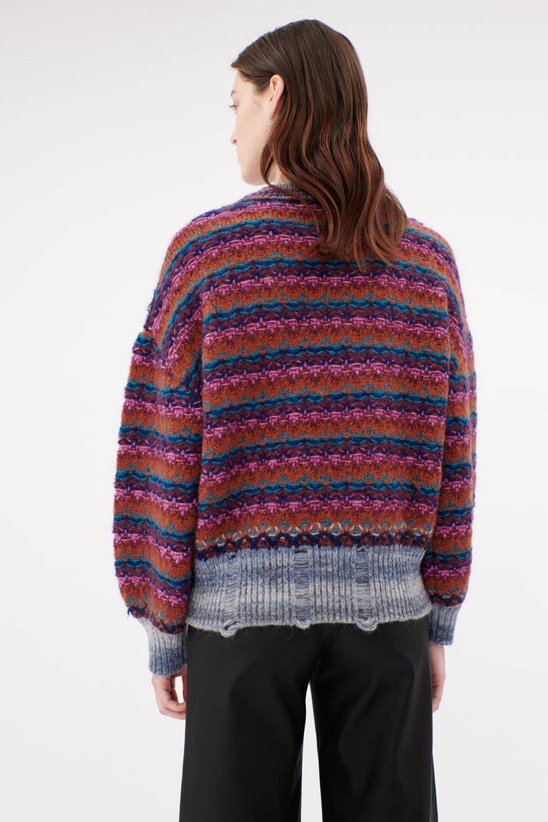 Odeeh Blurry Stripes Wool Pullover, Cinnamon 50% Rabatt für begrenzte Zeit