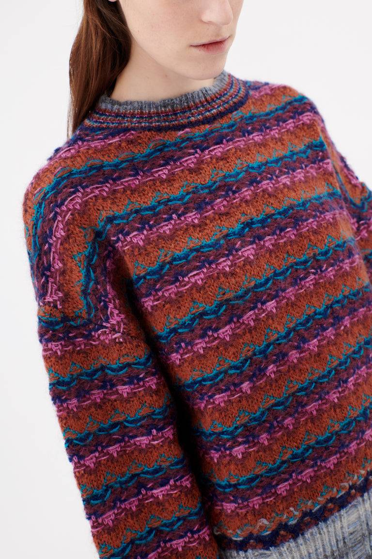 Odeeh Blurry Stripes Wool Pullover, Cinnamon 50% Rabatt für begrenzte Zeit