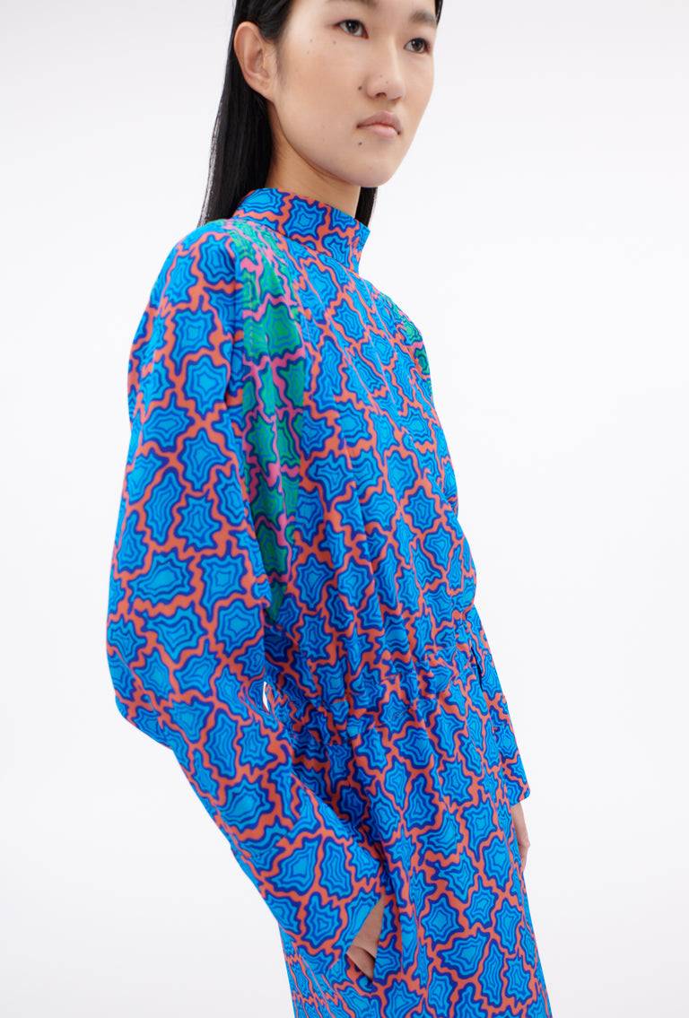 Odeeh Memphis Achats Crepe de Chine Kleid, Turquoise Blue Günstig kaufen