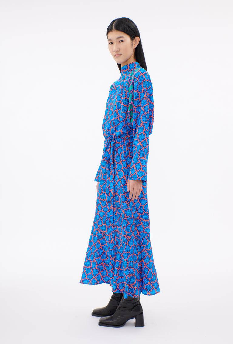Odeeh Memphis Achats Crepe de Chine Kleid, Turquoise Blue Günstig kaufen