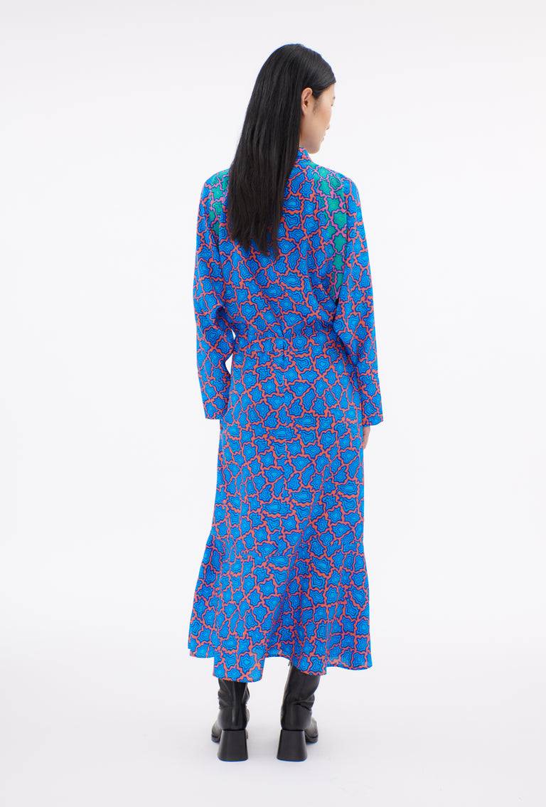Odeeh Memphis Achats Crepe de Chine Kleid, Turquoise Blue Günstig kaufen