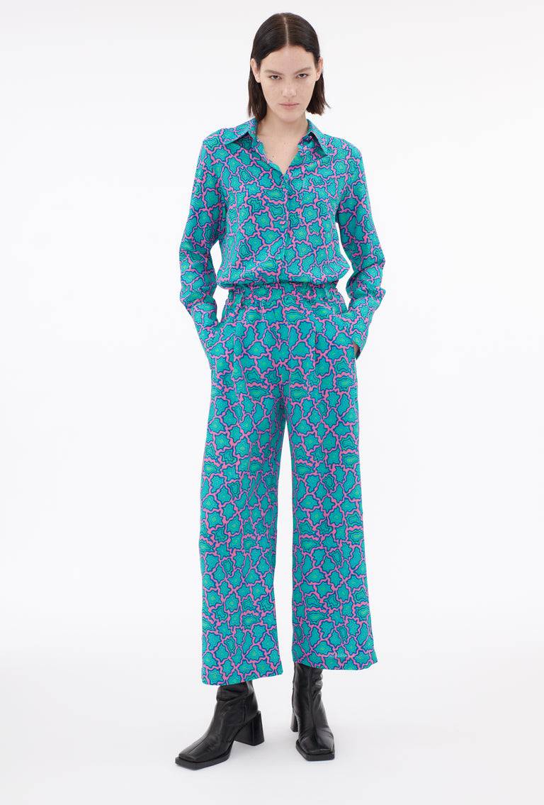 Odeeh Memphis Achats Crepe de Chine Hose, Carribean Green Versandkostenfrei