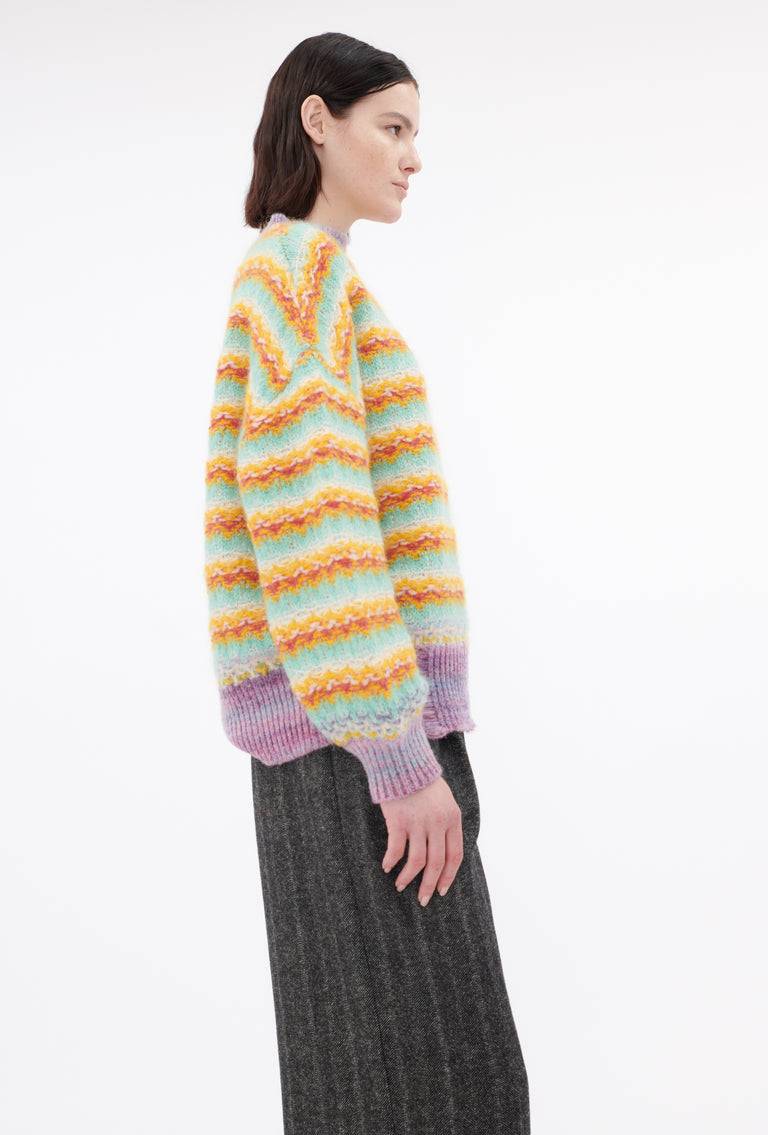Odeeh Blurry Stripes Alpaca Wool Pullover, Jade Osterangebot