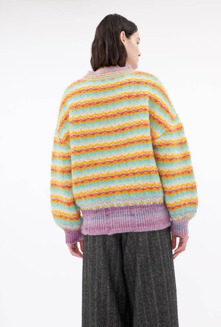 Odeeh Blurry Stripes Alpaca Wool Pullover, Jade Osterangebot