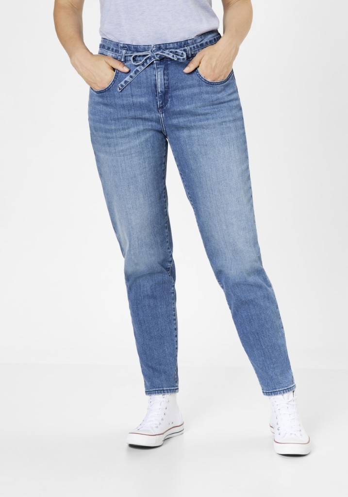 Paddocks CARO SOFT DENIM bequeme Passform - mid blue heavy wash with 3D pleats Fabrikladen