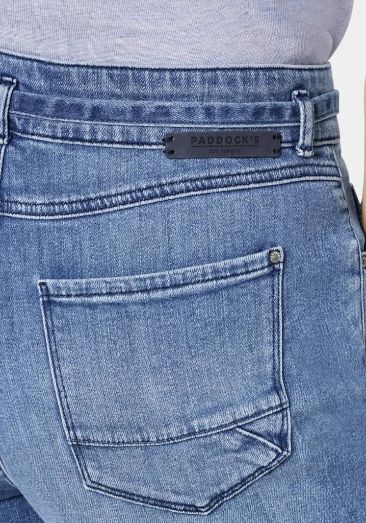 Paddocks CARO SOFT DENIM bequeme Passform - mid blue heavy wash with 3D pleats Fabrikladen