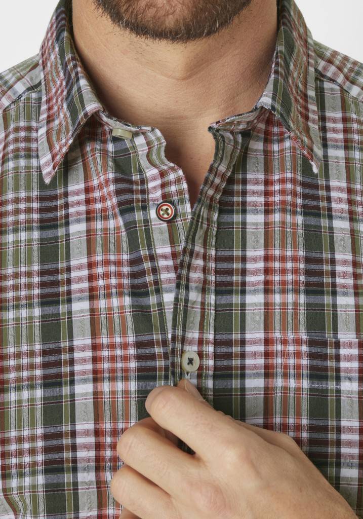 Paddocks Short sleeve seersucker check shirt normale Passform - khaki Neuheiten