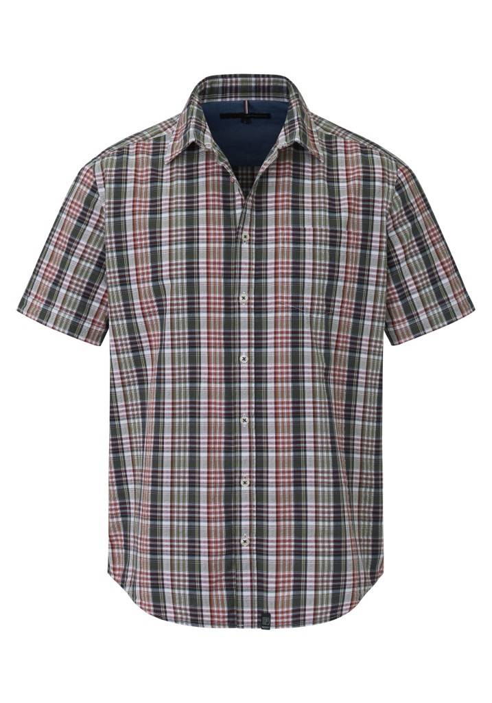 Paddocks Short sleeve seersucker check shirt normale Passform - khaki Neuheiten