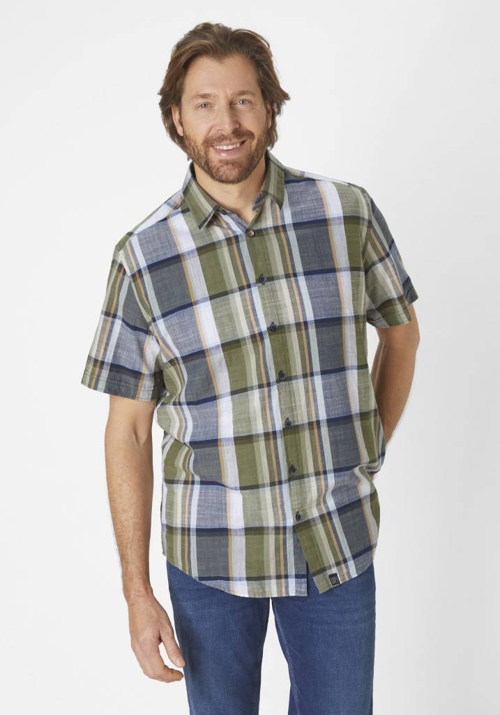 Paddocks Short sleeve shirt big check normale Passform - khaki Saisonale Angebote