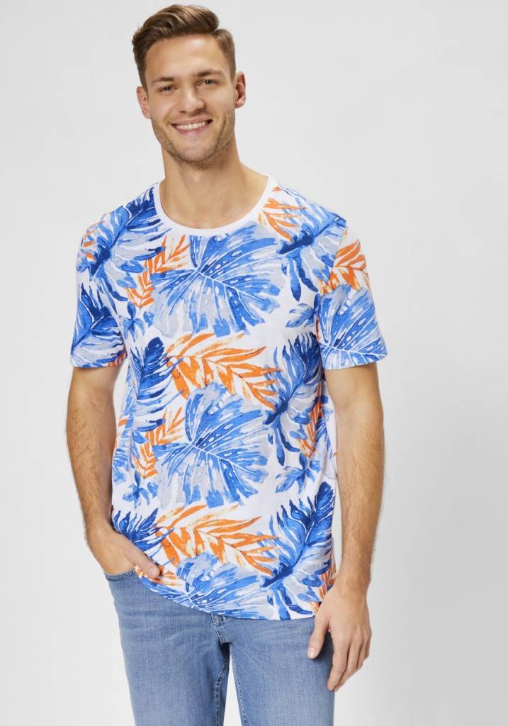 Paddocks round neck all over print normale Passform - white Räumungsverkauf