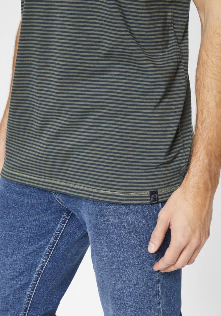Paddocks Polo stripe jersey normale Passform - dusty olive Kauf eins, bekomm eins gratis
